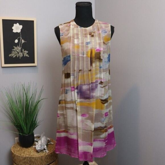 NWT Calvin Klein 100% Silk Chic Abstract Multicolor Dress Size 4 - Picture 1 of 11
